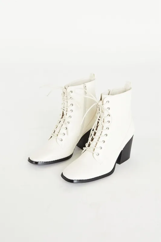 Bone Lace Up Ankle Boot Ankle Boot-Lace Up Boot made by Glamorous