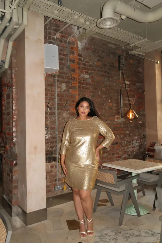 Matt - Gold sequin dress Midi-Dress sold by Glamorous