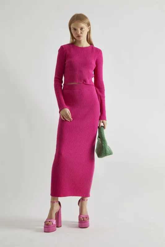 Pink Rib-Knit Crop-Jumper made by Glamorous