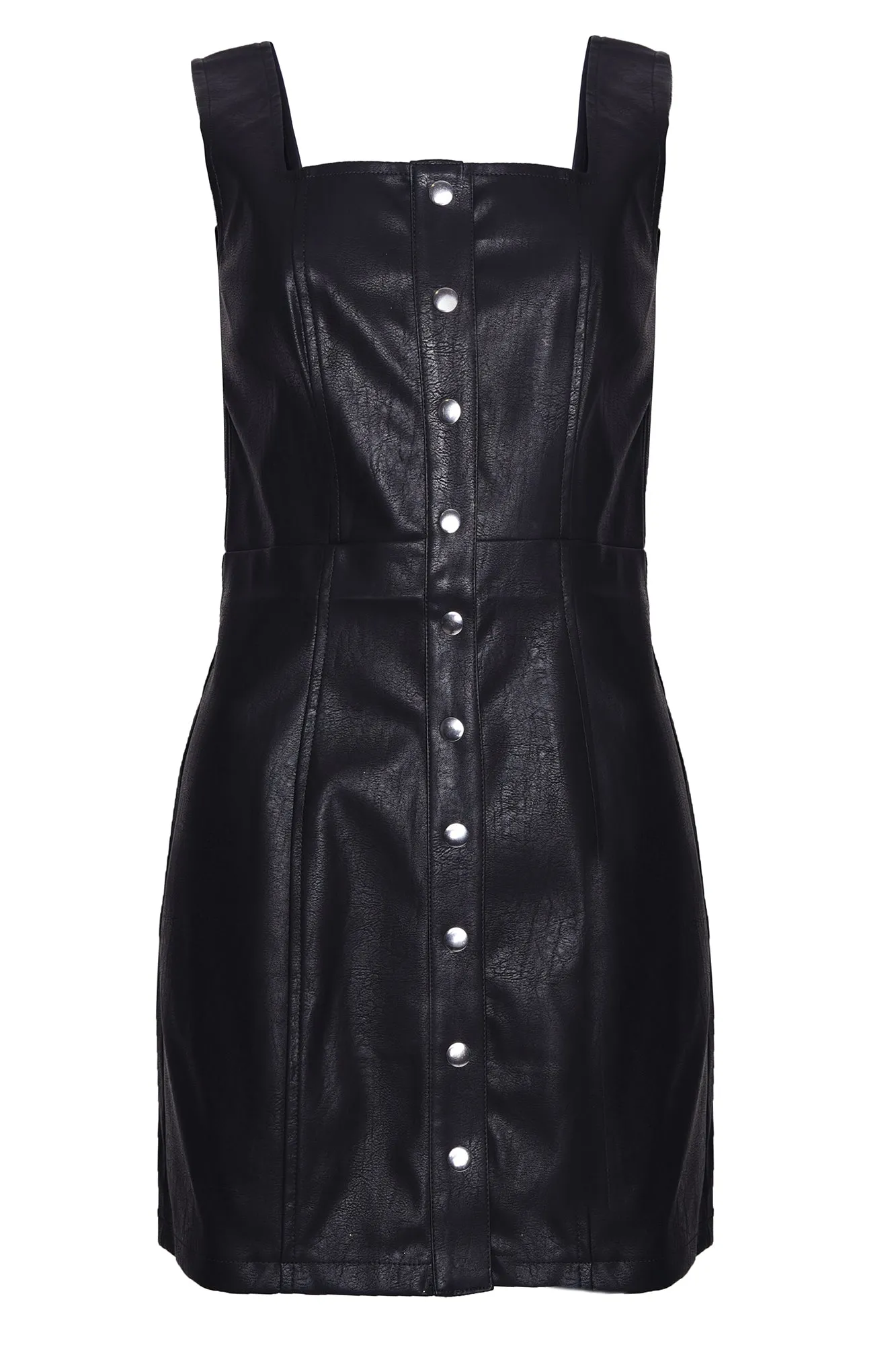 Glamorous Black PU Button Front Mini Dress sold by Glamorous
