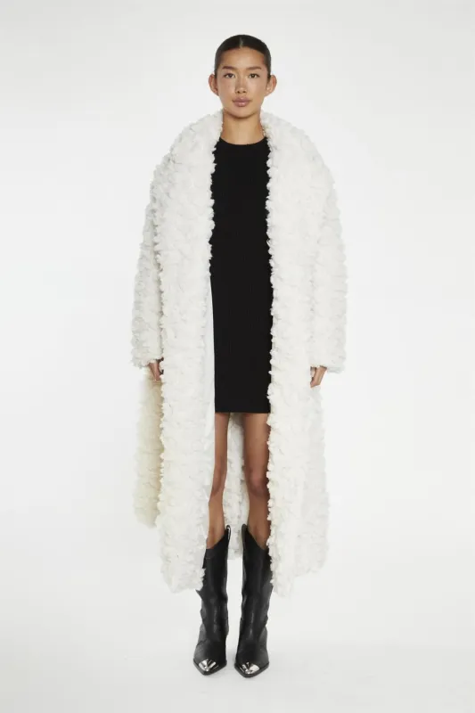 Cream Faux Fur Longline-Coat sold by Glamorous