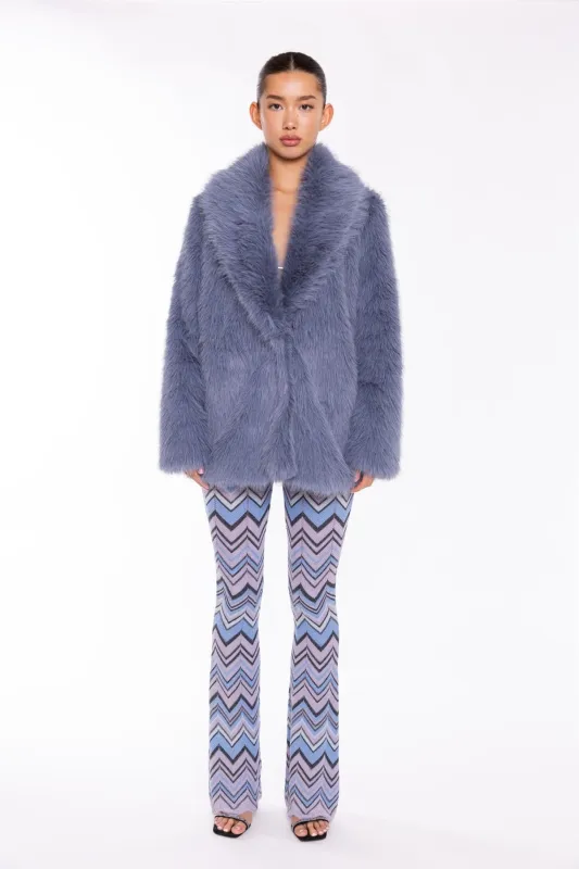Steel Blue Faux Fur Coat sold by Glamorous