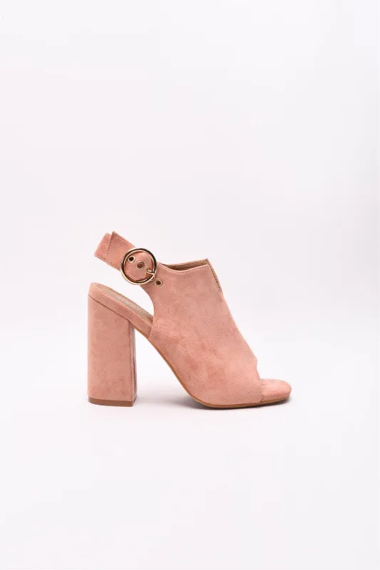 Pink Heeled Peep Toe Boots made by Glamorous