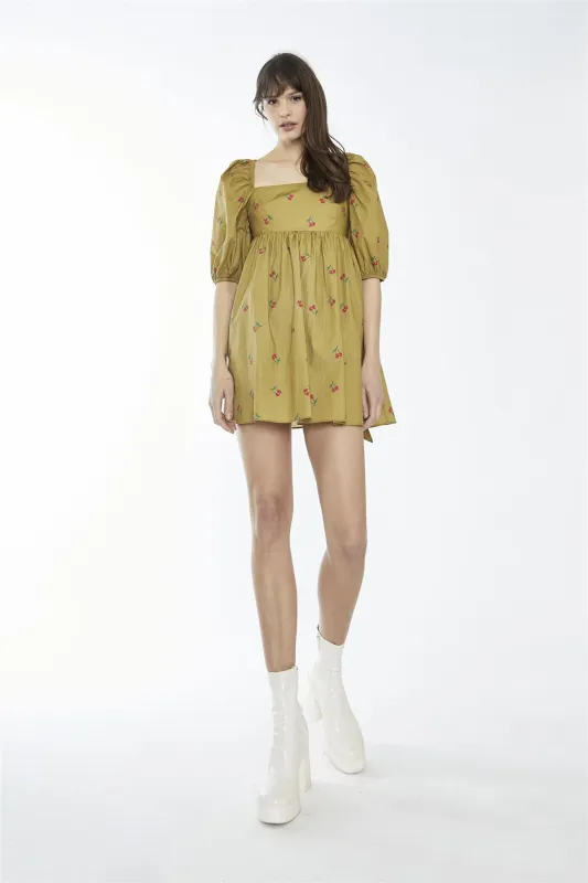 Oliver-Cherry Print Square-Neck Mini-Dress made by Glamorous