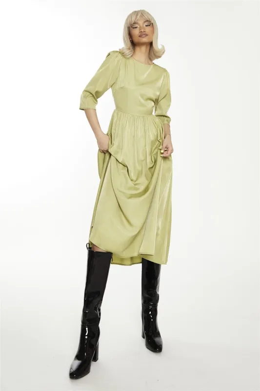 Dark-Pistachio Crew-Neck Midi-Dress sold by Glamorous