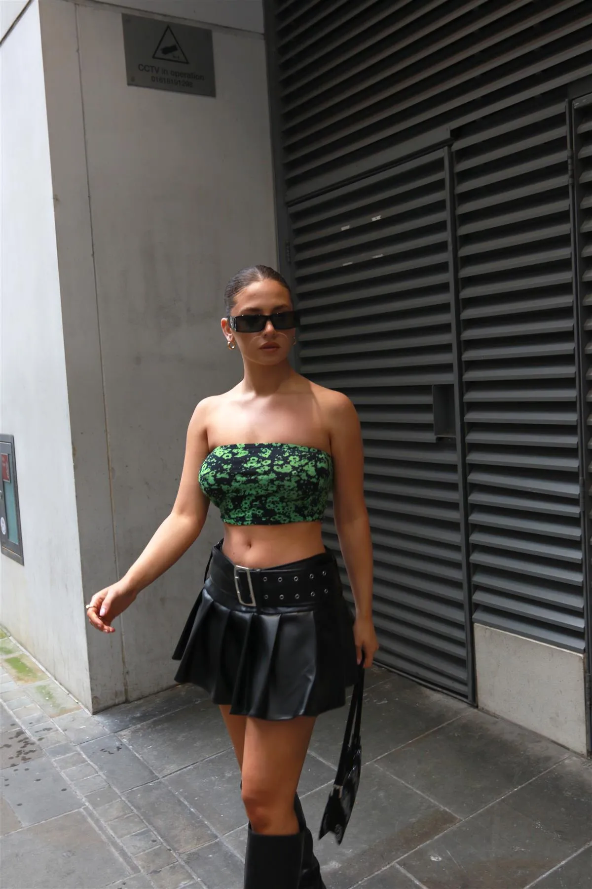 Black-PU Belted Pleated Mini-Skirt sold by Glamorous product image thumbnail 4