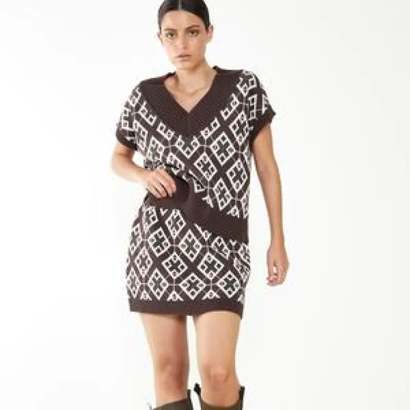 Glamorous Care Brown Geometric Mini Skirt sold by Glamorous