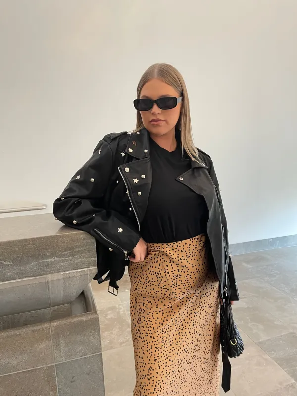 Glamorous Curve Black PU Biker Jacket sold by Glamorous