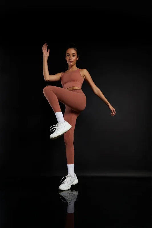 Glamorous Move Dark Terracotta High Waisted Leggings sold by Glamorous