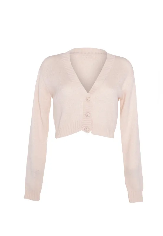 Glamorous Vanilla V Neck Button Down Cardigan sold by Glamorous