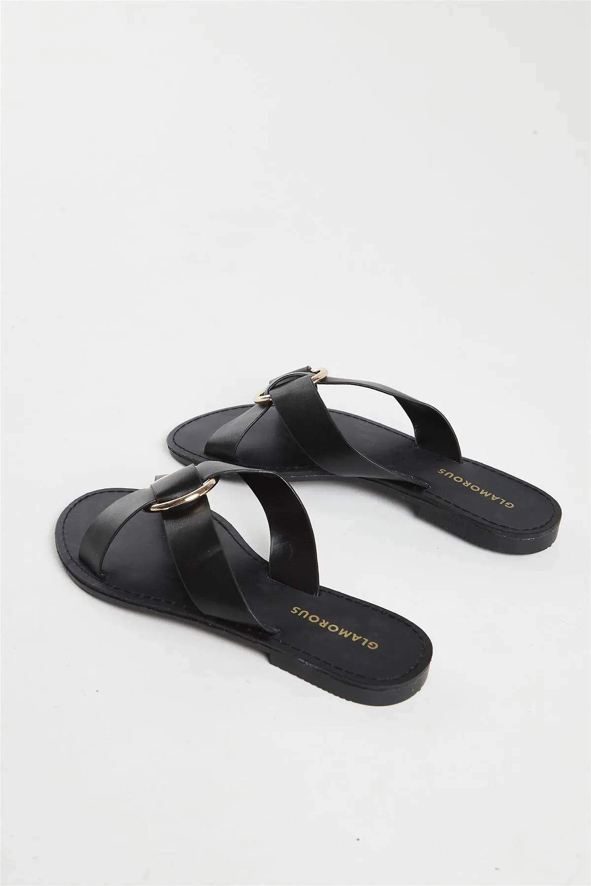 Black PU Flat Sandals sold by Glamorous product image thumbnail 4