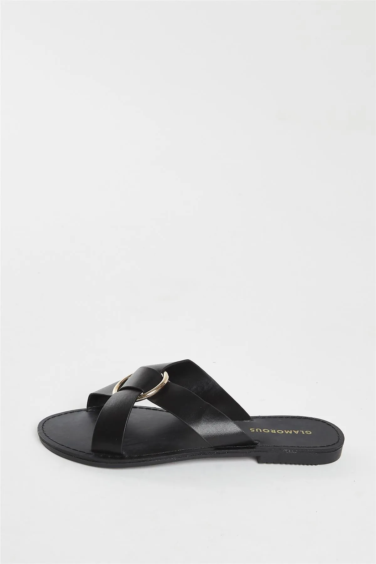 Black PU Flat Sandals sold by Glamorous product image thumbnail 2