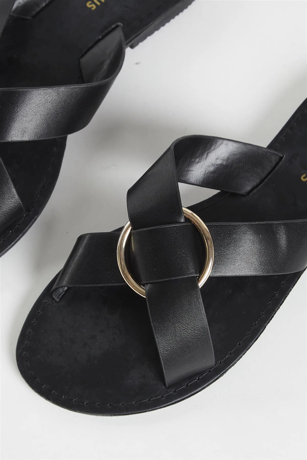Black PU Flat Sandals sold by Glamorous product image thumbnail 3