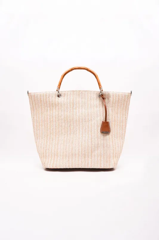 Glamorous Beige Woven Tote Bag made by Glamorous