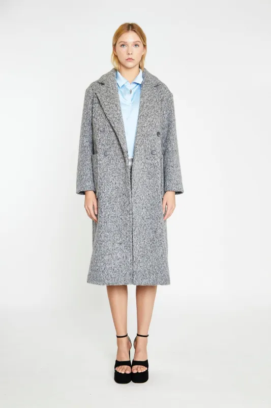 Grey Marl Lapel Collar Midi-Coat made by Glamorous