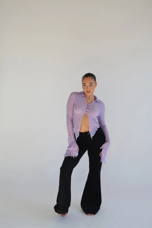 Lilac Lace Open Front Top made by Glamorous