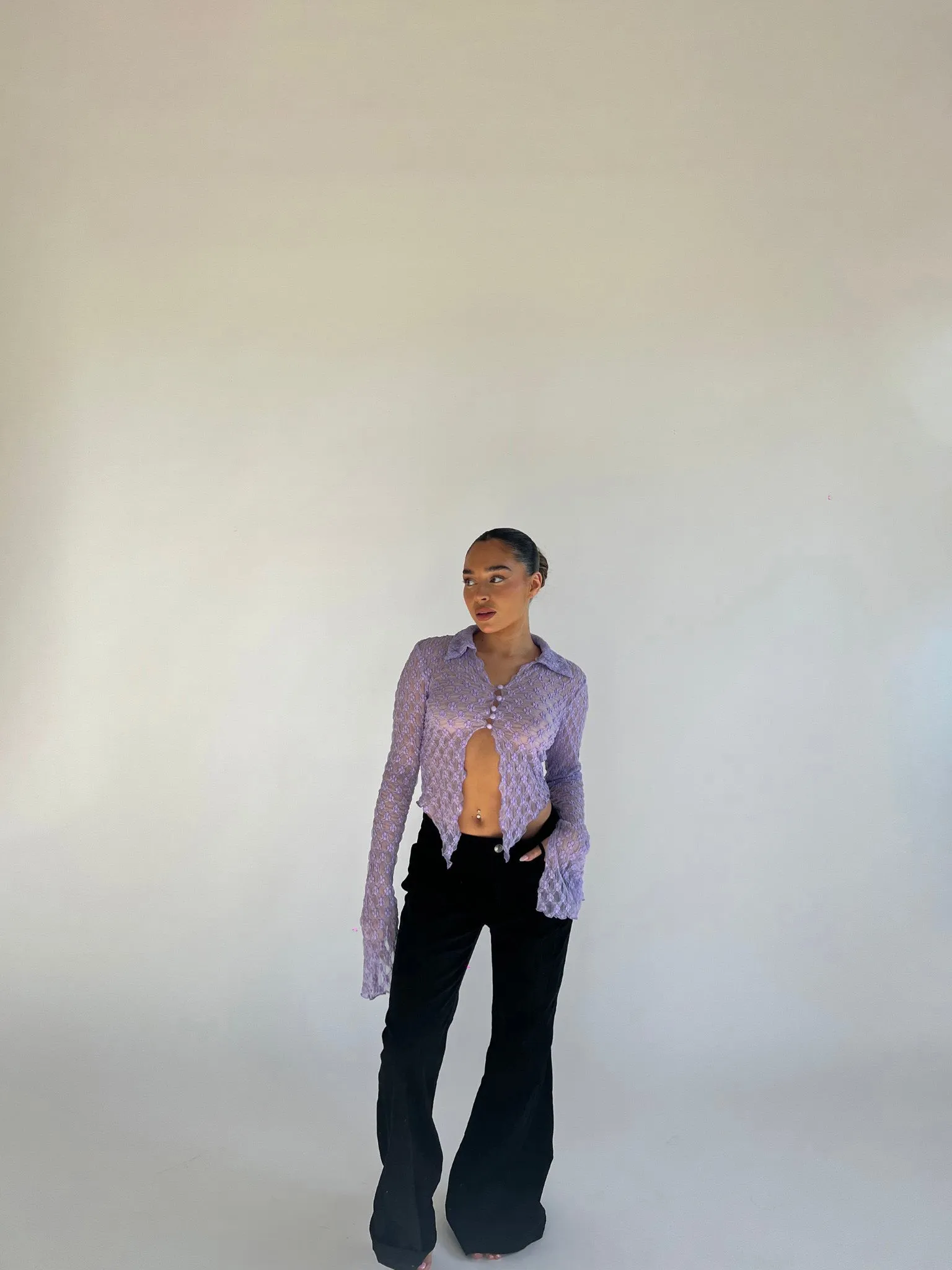 Lilac Lace Open Front Top sold by Glamorous product image thumbnail 4