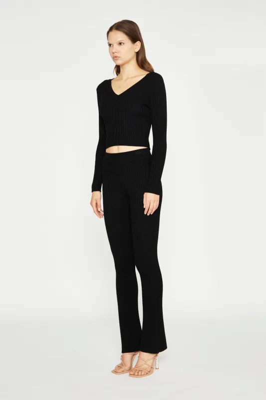 Black Knitted Flared Trousers made by Glamorous