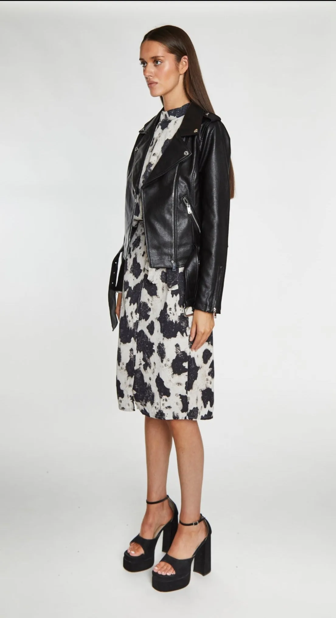 Black PU Biker Jacket sold by Glamorous product image thumbnail 4