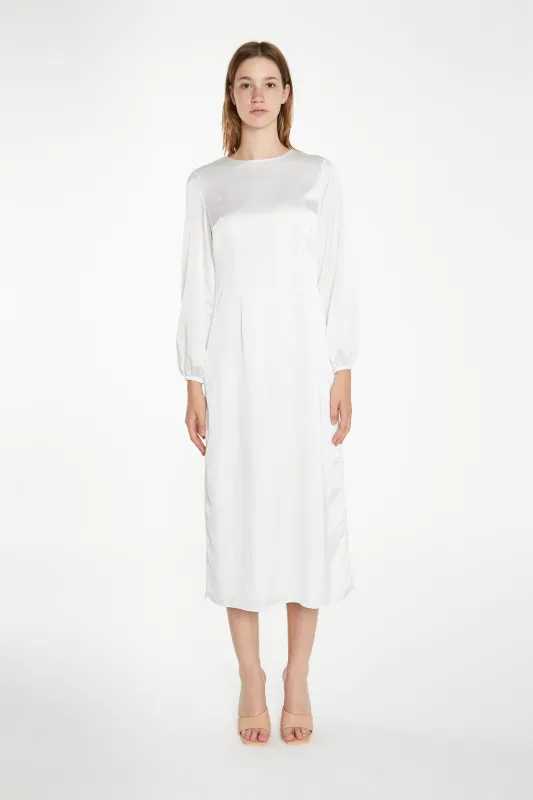 White Long-Sleeve Midi-Dress sold by Glamorous