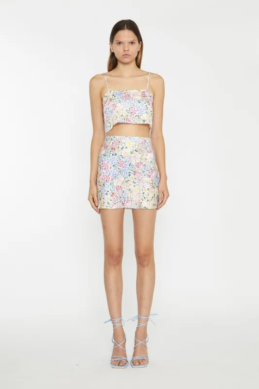 Painted Multi-Floral Open Back Crop-Top made by Glamorous