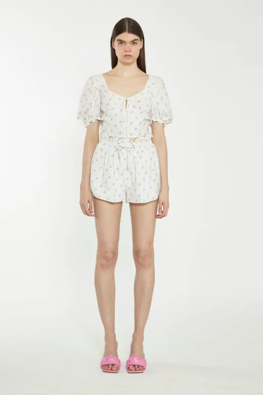 Cream Pink Stem Flower Crop-Top made by Glamorous