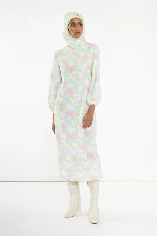 Multi Blurred Floral Long-Sleeve Midi-Dress sold by Glamorous