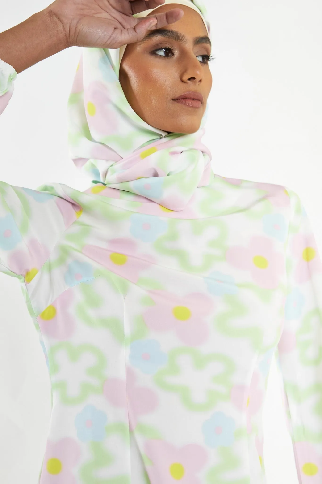 Multi Blurred Floral Long-Sleeve Midi-Dress sold by Glamorous product image thumbnail 4