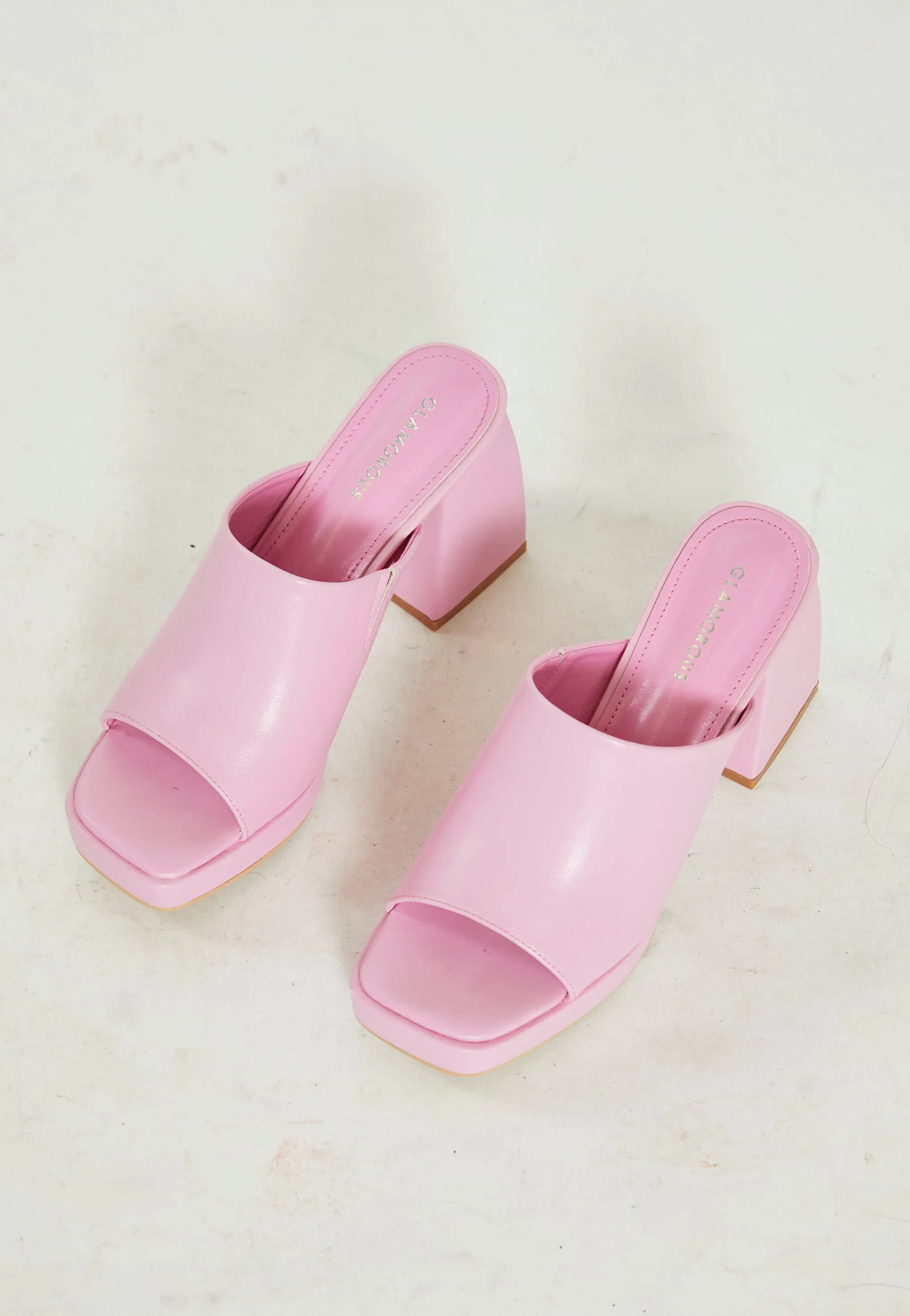 Glamorous Pink PU Block Heel Mules sold by Glamorous