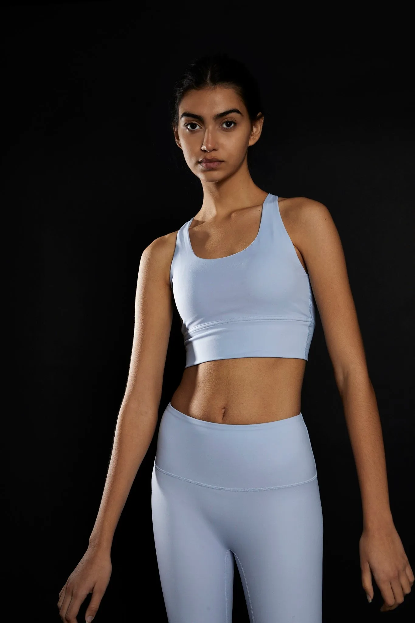 Light Blue Cross Back Sports Bra sold by Glamorous