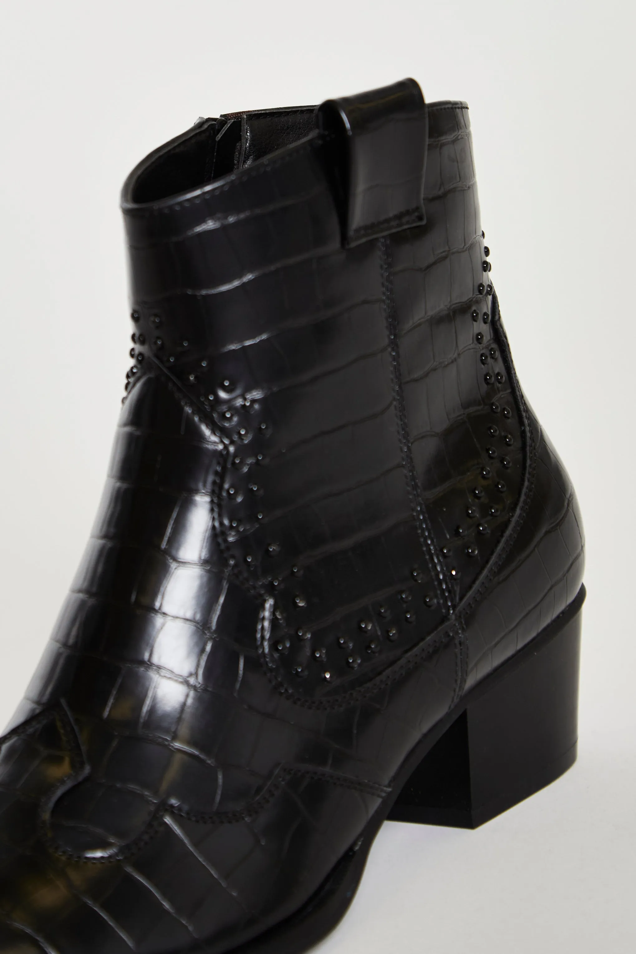 Glamorous Black Croc Western Block Heel Ankle Boots sold by Glamorous product image thumbnail 3