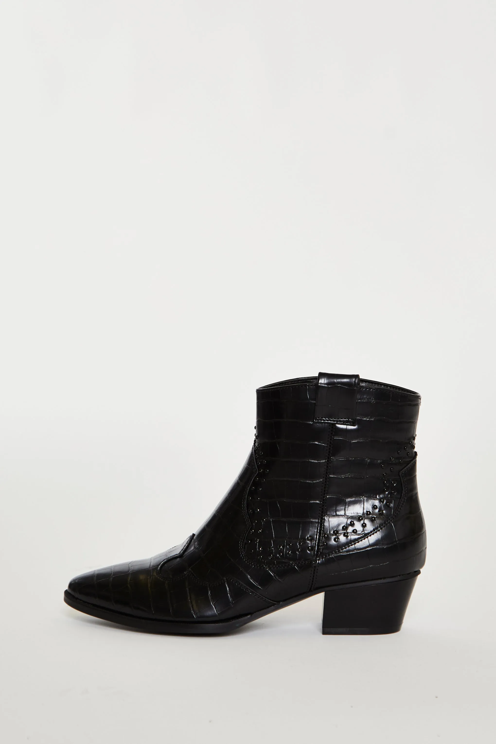 Glamorous Black Croc Western Block Heel Ankle Boots sold by Glamorous product image thumbnail 2