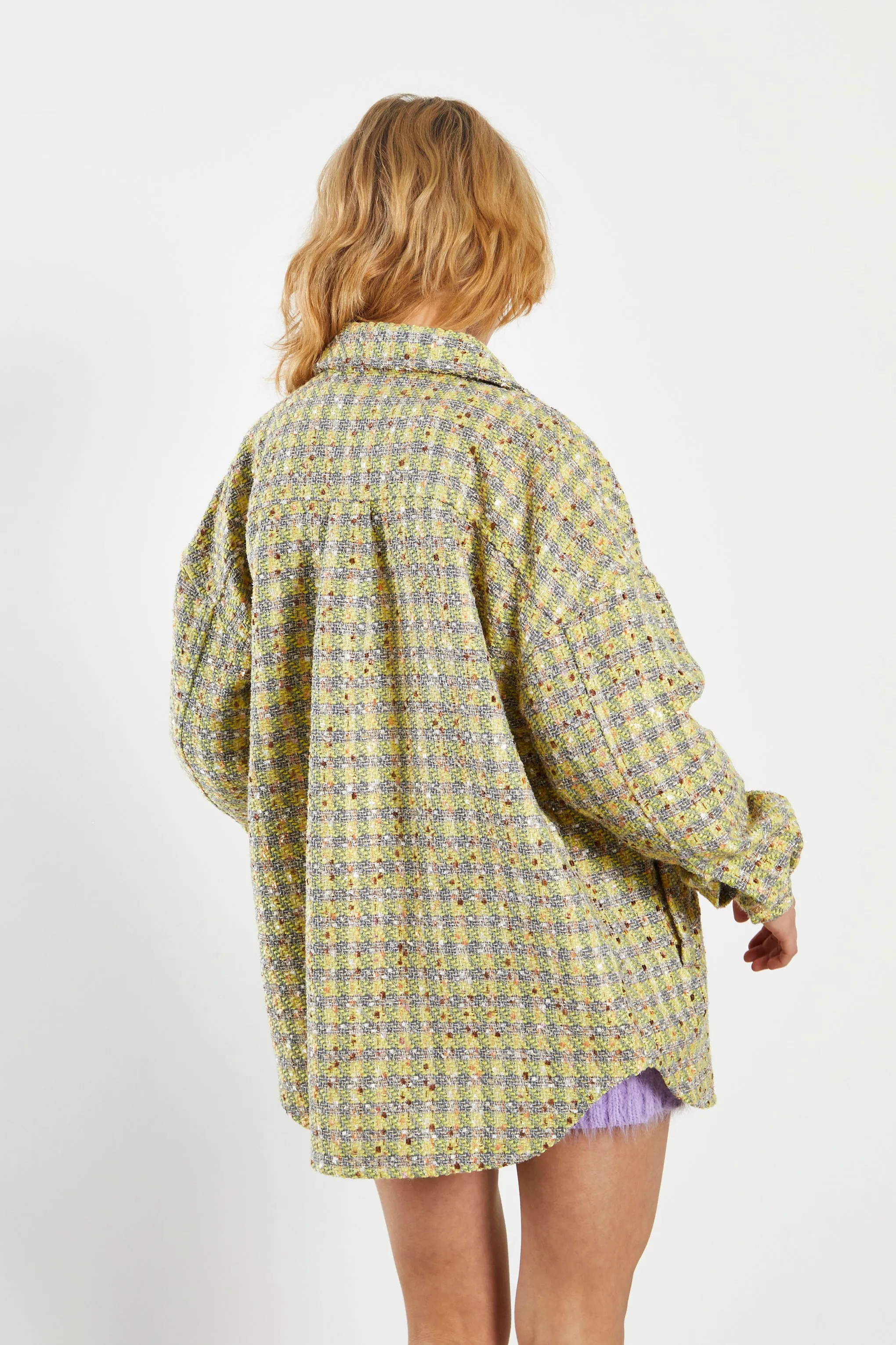 Glamorous Yellow Grey Check Tweed Oversized Shacket sold by Glamorous product image thumbnail 2
