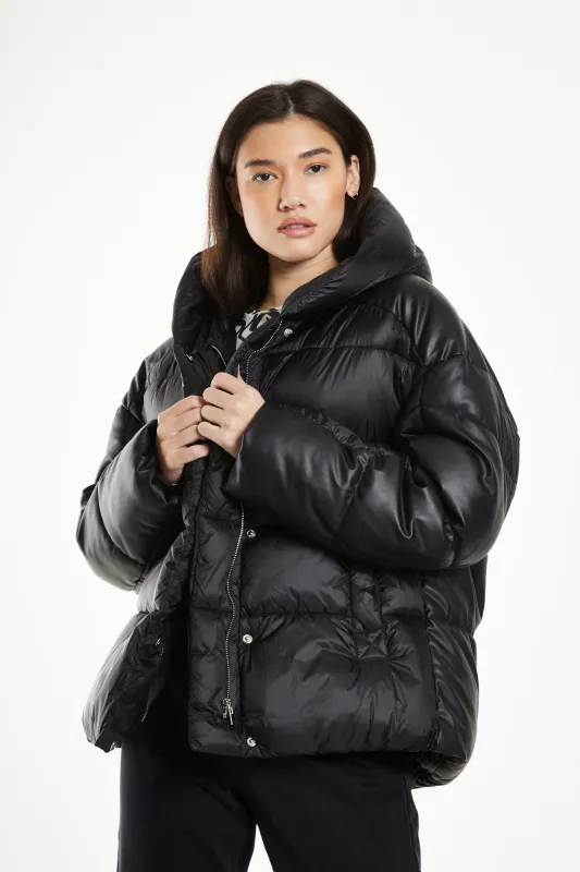 Glamorous Black Hooded Puffer Jacket made by Glamorous