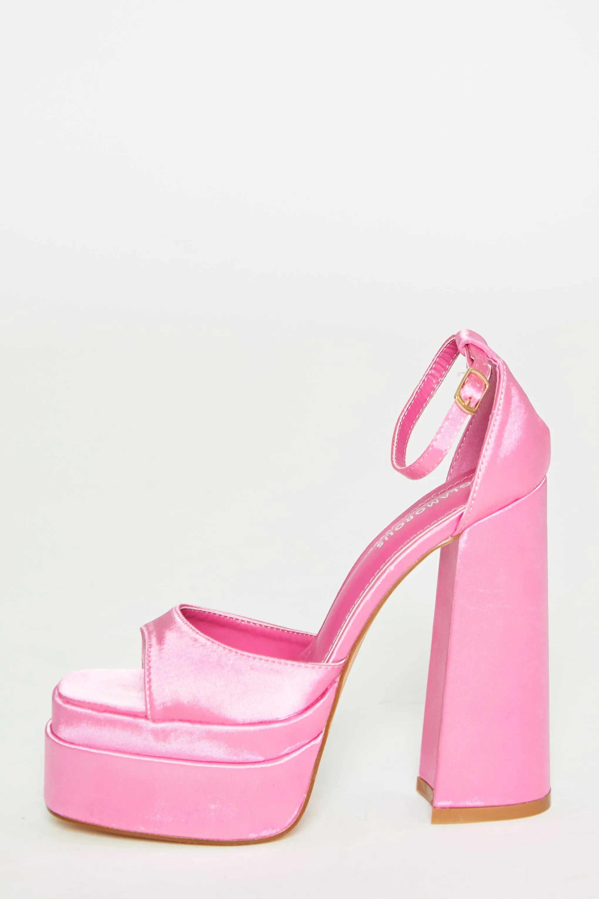 Glamorous Pink Satin Open Toe Platform Heels sold by Glamorous product image thumbnail 3