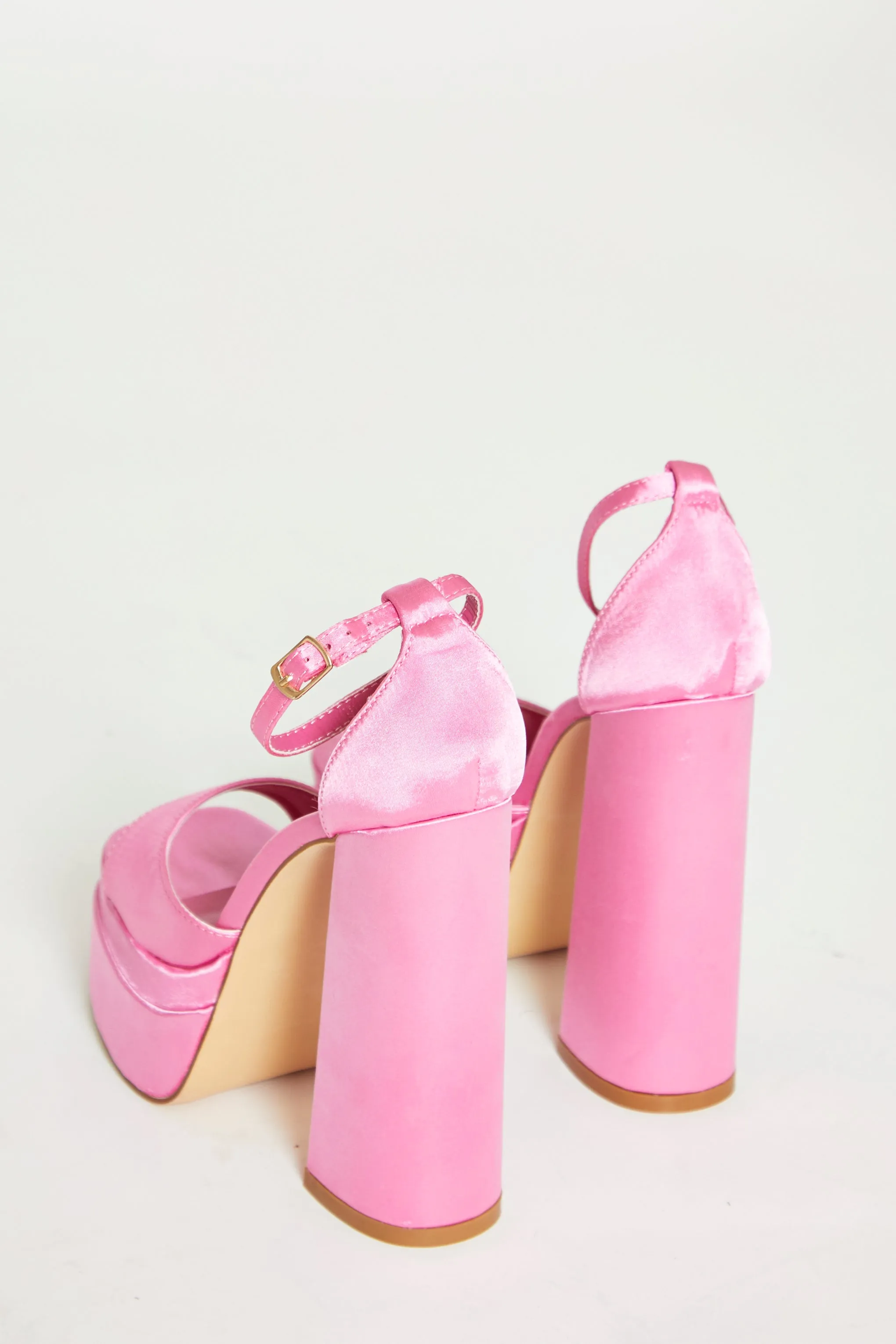 Glamorous Pink Satin Open Toe Platform Heels sold by Glamorous product image thumbnail 4
