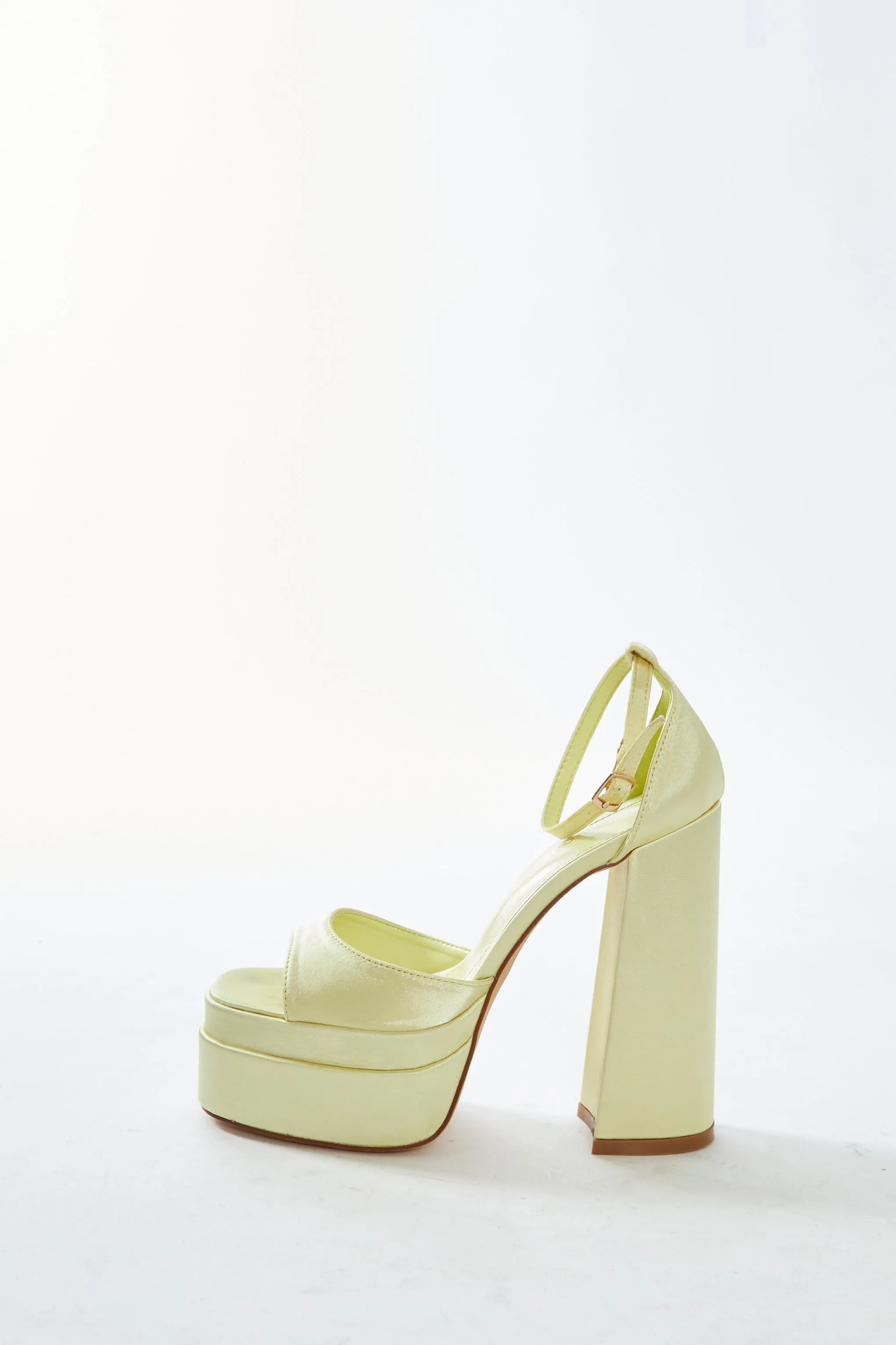 Glamorous Lemon Satin Open Toe Platform Heels sold by Glamorous product image thumbnail 4
