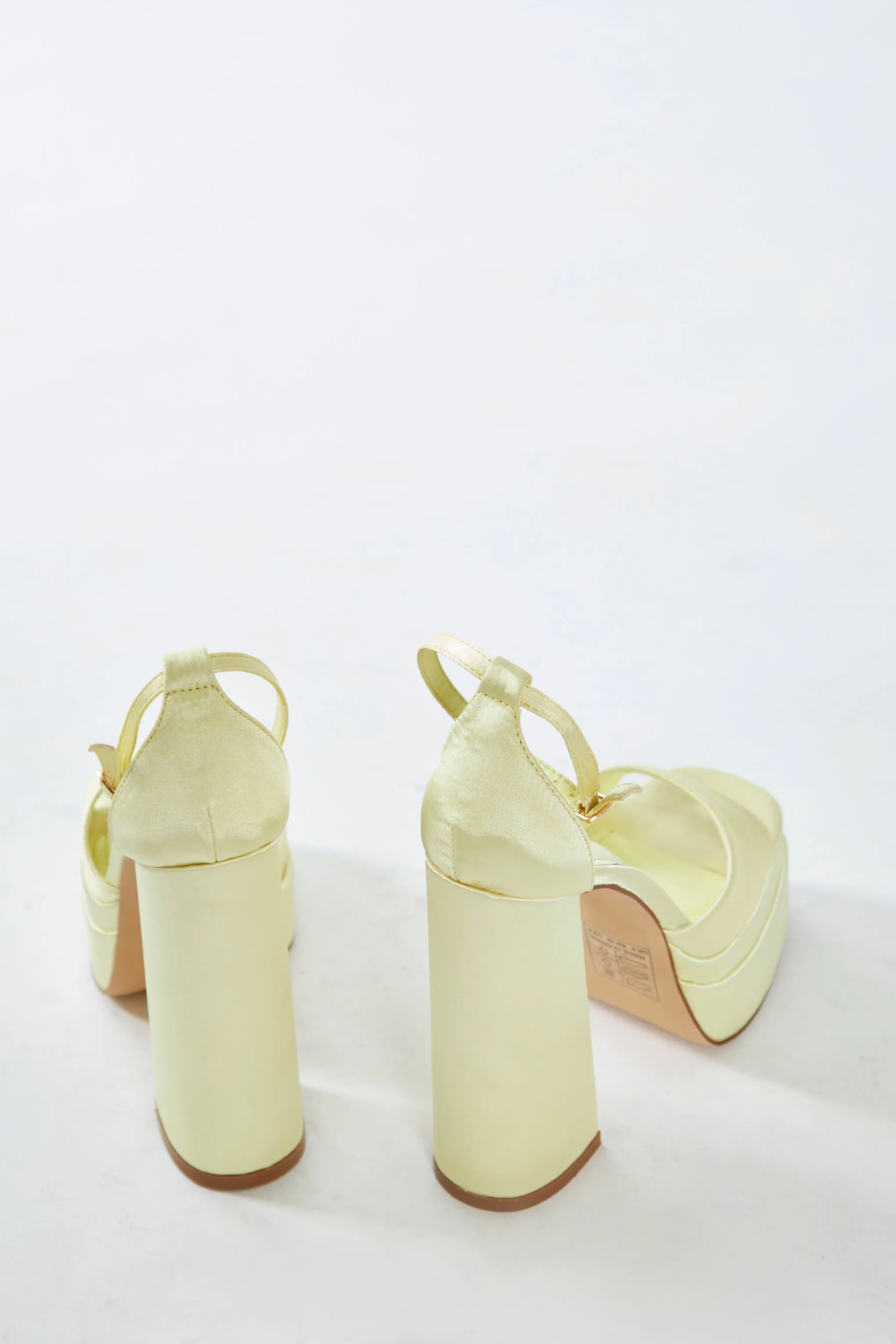 Glamorous Lemon Satin Open Toe Platform Heels sold by Glamorous product image thumbnail 3