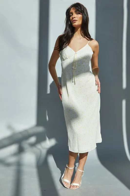 glamorous Pale Daisy V-Neck Tie Front Midi Dress sold by Glamorous