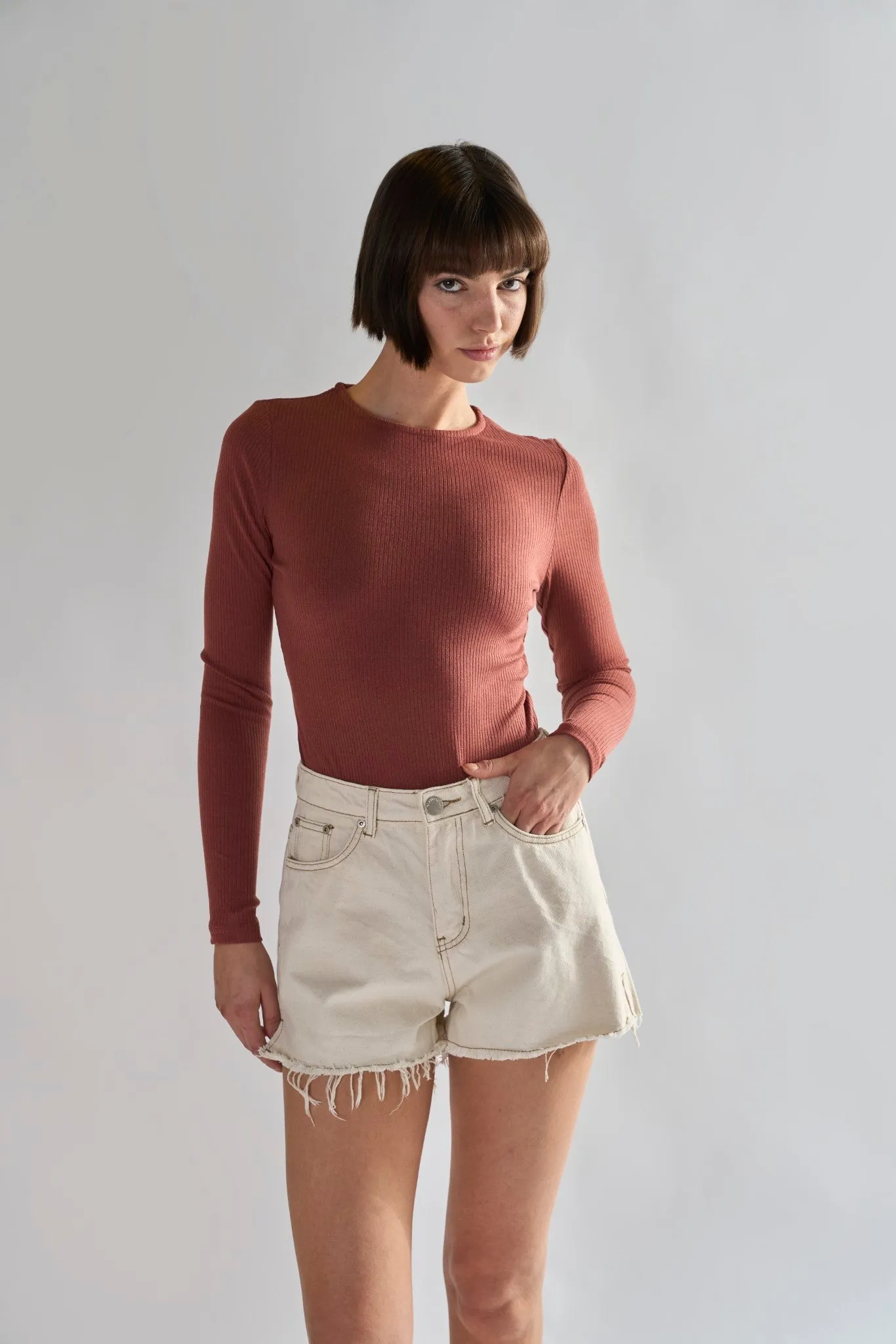 Glamorous Ecru High waisted Denim Shorts sold by Glamorous product image thumbnail 3