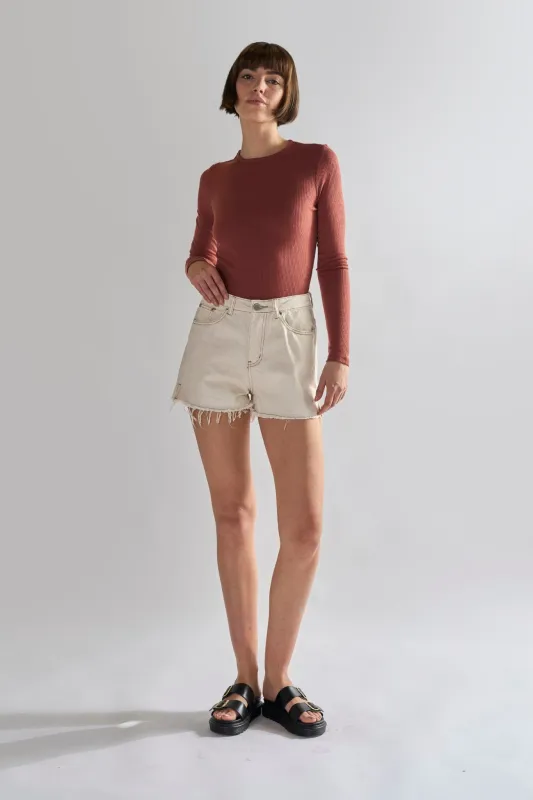 Glamorous Ecru High waisted Denim Shorts sold by Glamorous