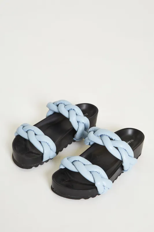 Glamorous Blue Plaited Double Strap Sandals made by Glamorous