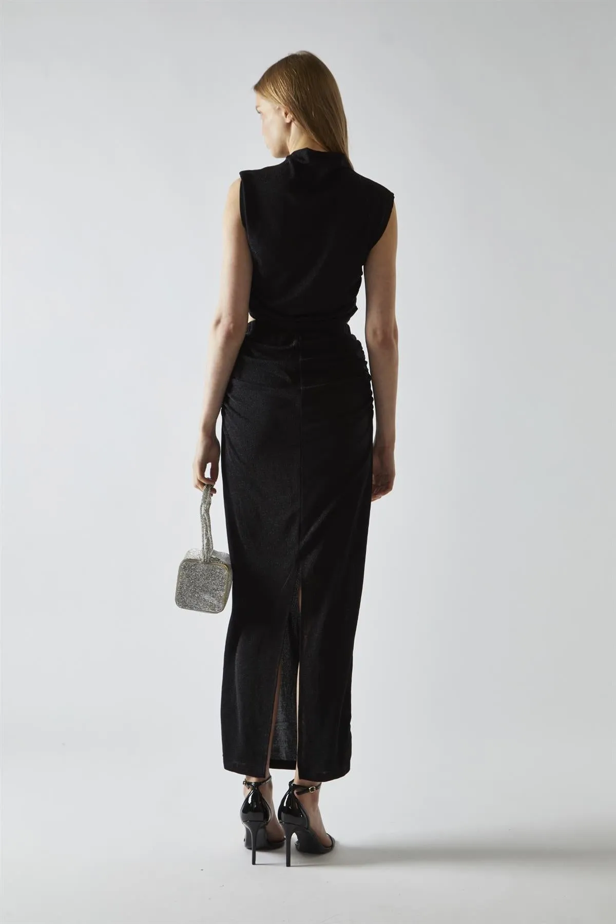 Black-Glitter Ruched Midaxi-Skirt sold by Glamorous product image thumbnail 2