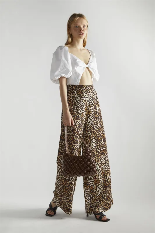 High Waist Loose Trousers - Leopard sold by Glamorous