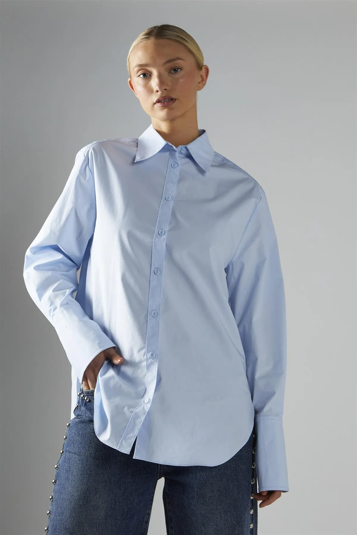 Oversized Shirt - Light Blue sold by Glamorous product image thumbnail 4