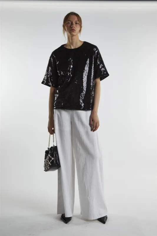 Black-Sequin Oversized-Top sold by Glamorous