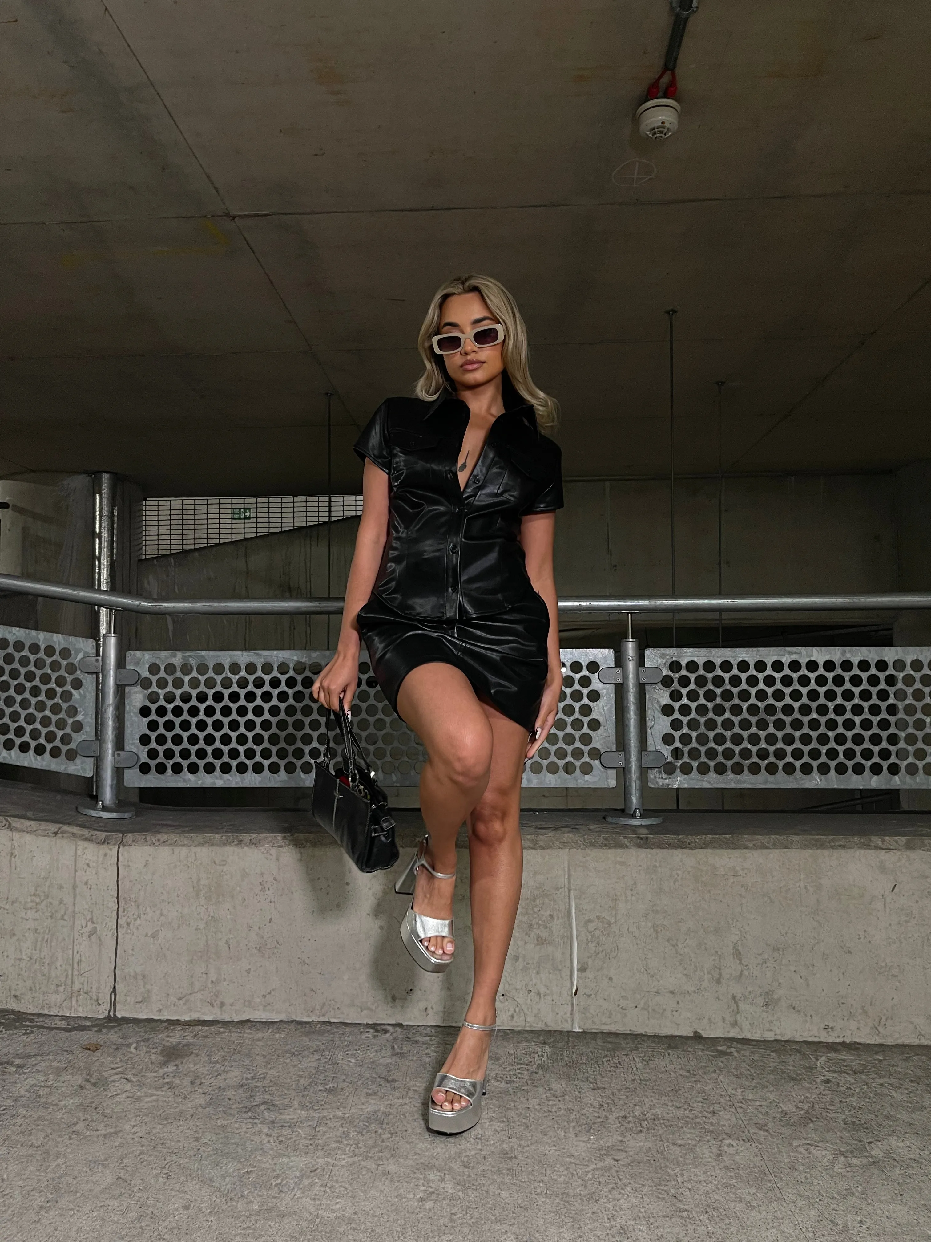 Black Pu Fitted-Shirt sold by Glamorous product image thumbnail 2