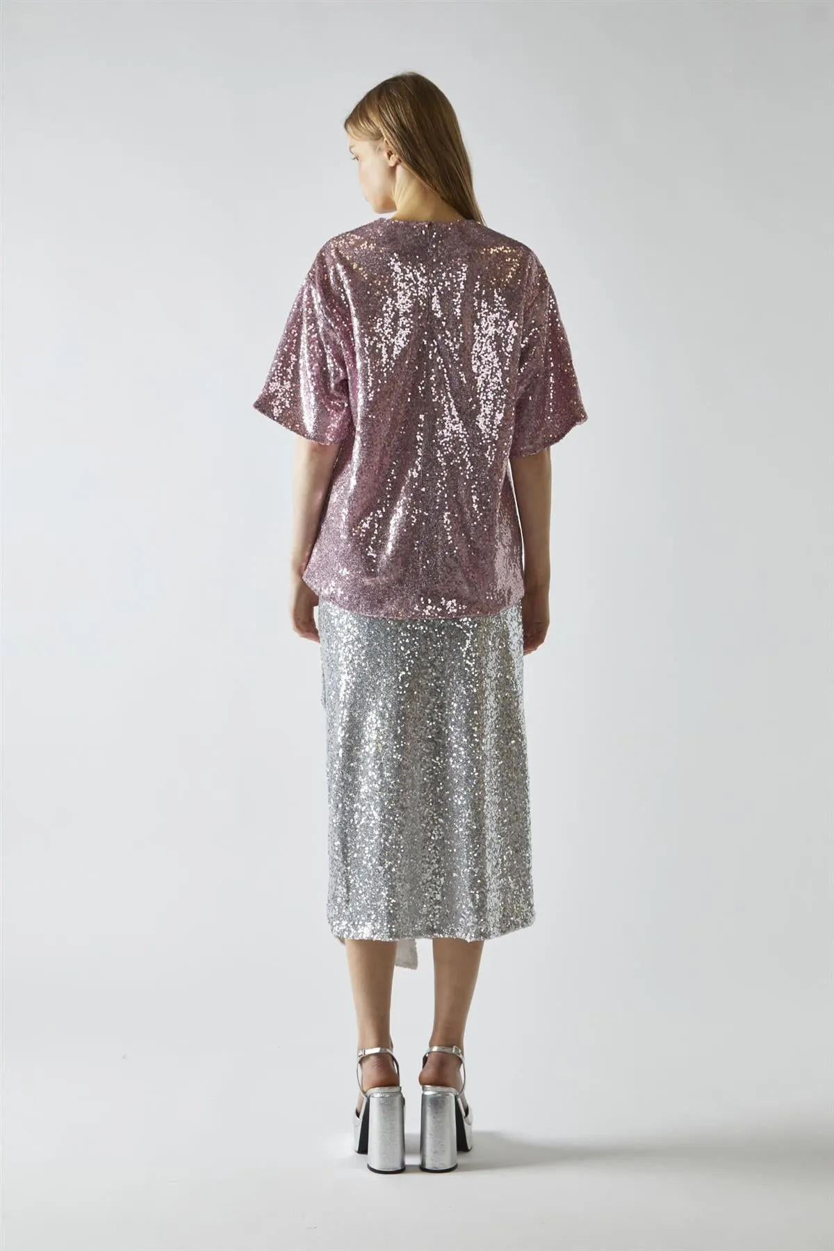 Sugar Pink Sequin Oversized T-Shirt sold by Glamorous product image thumbnail 2