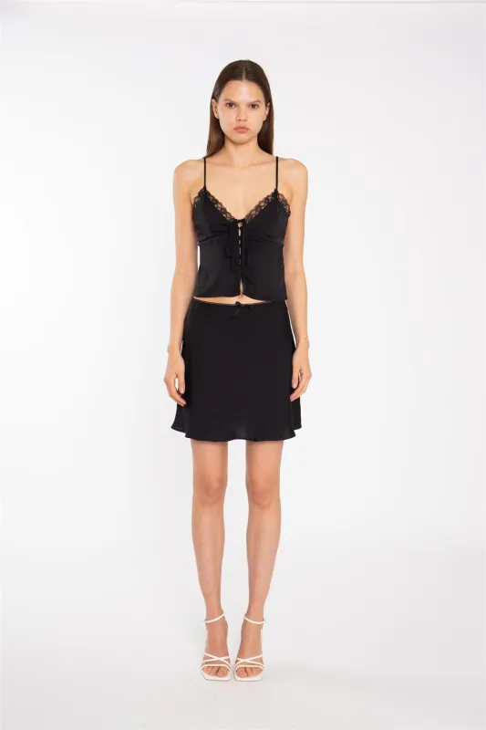 Black-Satin Button-Front Cami-Top sold by Glamorous