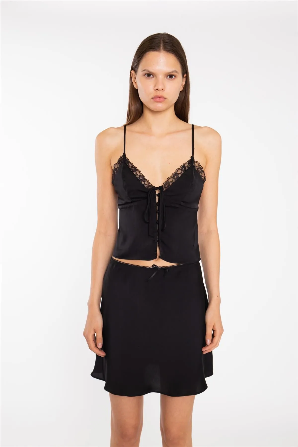 Black-Satin Button-Front Cami-Top sold by Glamorous product image thumbnail 3